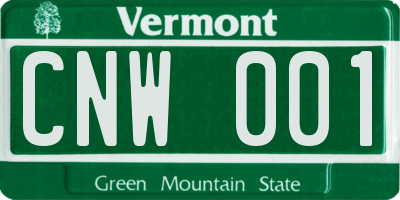 VT license plate CNW001
