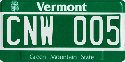 VT license plate CNW005