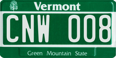 VT license plate CNW008