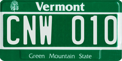 VT license plate CNW010