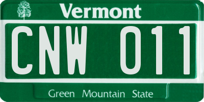 VT license plate CNW011