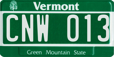 VT license plate CNW013