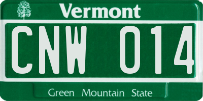 VT license plate CNW014