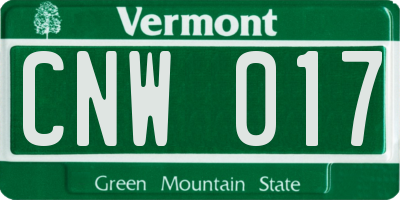 VT license plate CNW017