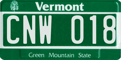 VT license plate CNW018