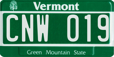 VT license plate CNW019