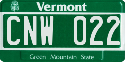 VT license plate CNW022
