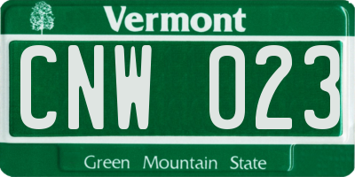 VT license plate CNW023
