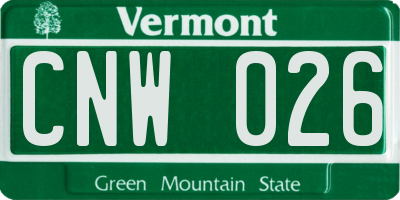 VT license plate CNW026