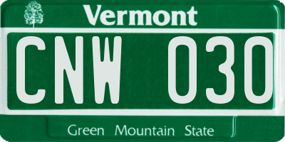 VT license plate CNW030