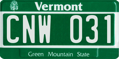 VT license plate CNW031
