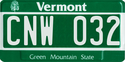 VT license plate CNW032