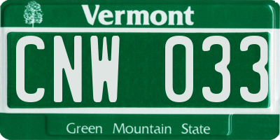 VT license plate CNW033