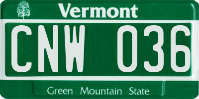 VT license plate CNW036