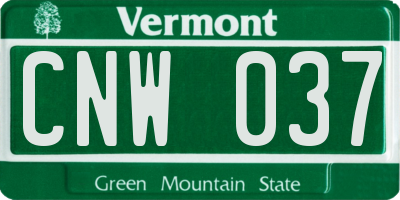 VT license plate CNW037
