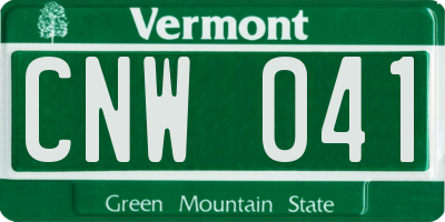 VT license plate CNW041