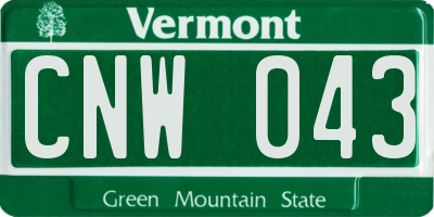 VT license plate CNW043
