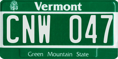 VT license plate CNW047