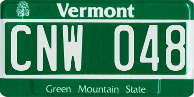 VT license plate CNW048
