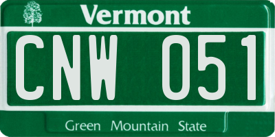 VT license plate CNW051