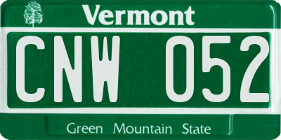 VT license plate CNW052