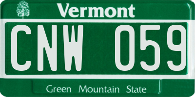 VT license plate CNW059