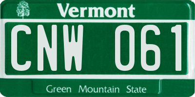 VT license plate CNW061