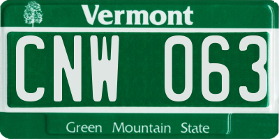 VT license plate CNW063