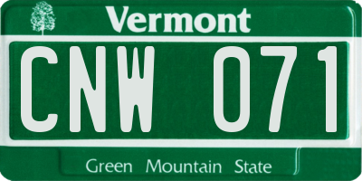 VT license plate CNW071