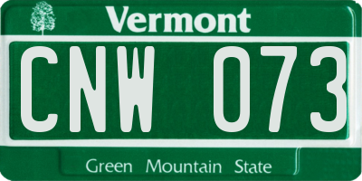 VT license plate CNW073