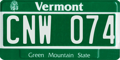VT license plate CNW074