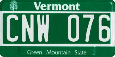 VT license plate CNW076