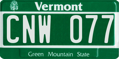 VT license plate CNW077