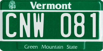 VT license plate CNW081