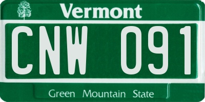 VT license plate CNW091