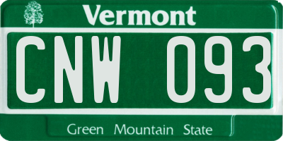 VT license plate CNW093