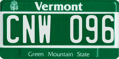 VT license plate CNW096