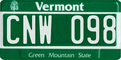 VT license plate CNW098