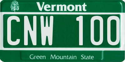 VT license plate CNW100