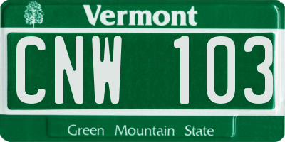 VT license plate CNW103