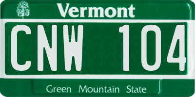 VT license plate CNW104
