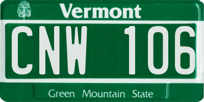 VT license plate CNW106
