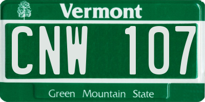 VT license plate CNW107