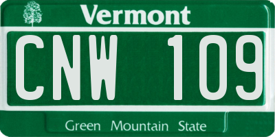 VT license plate CNW109