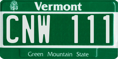 VT license plate CNW111