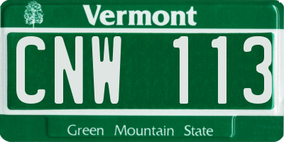 VT license plate CNW113