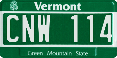 VT license plate CNW114