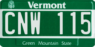 VT license plate CNW115