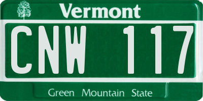 VT license plate CNW117