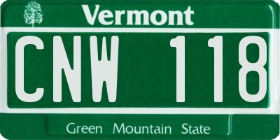 VT license plate CNW118